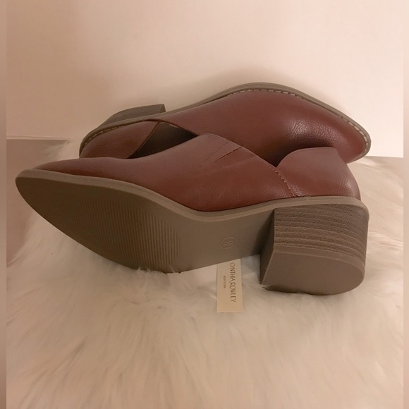 Cynthia Rowley Sz 8 Chunky Ankle Western 2”- Heeled Cinnamon Brown - Picture 8 of 10